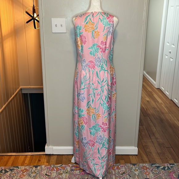 Lilly Pulitzer Vintage White Label 100% Silk Floral Maxi Dress NWOT Size 10 - Picture 5 of 9